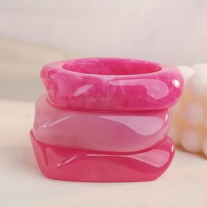 Pretty in Pink Resin Ring Set – 3pcs