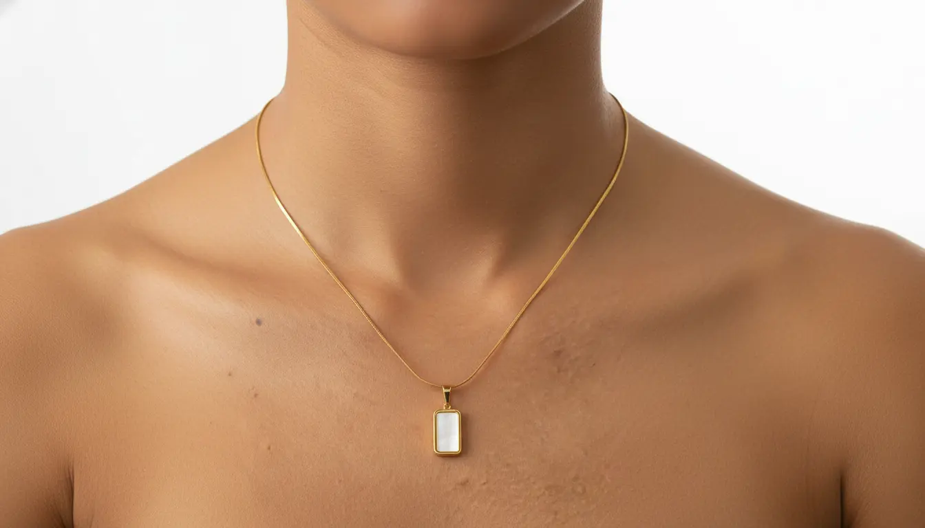 Noir & Pearl Tile Necklace - Image 3