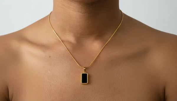 Noir & Pearl Tile Necklace - Image 2