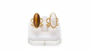 Sun & Stone Oval Ring Set – 2pcs