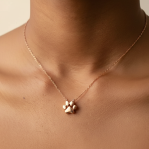 Paw Prints on My Heart Necklace – Rose Gold