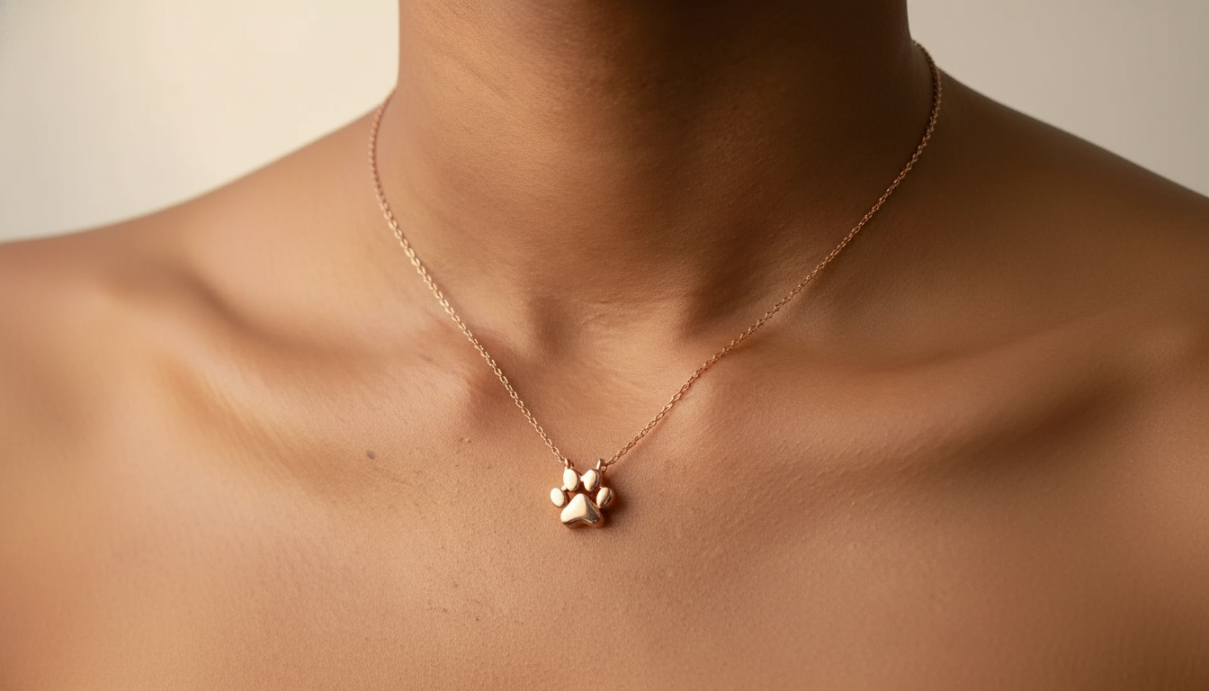 Paw Prints on My Heart Necklace – Rose Gold
