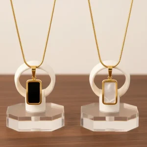 Noir & Pearl Tile Necklace