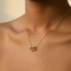 Linked Forever Necklace – Gold Double Circle