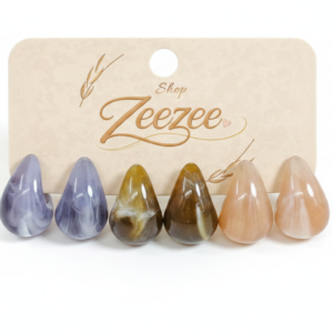 Stone Drop Stud Earring Set – 3 Pairs