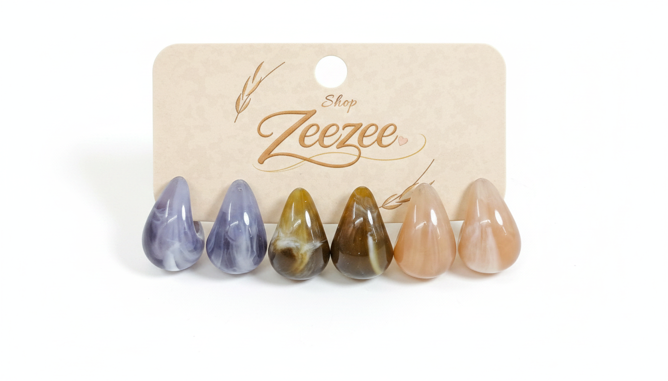 Stone Drop Stud Earring Set – 3 Pairs