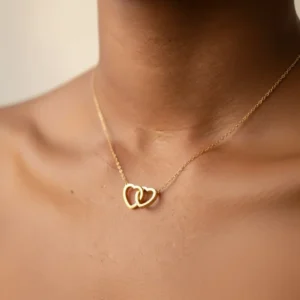 Tied To You Necklace – Gold Double Heart